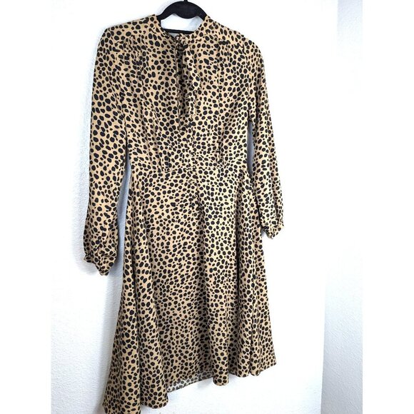 Gibson Latimer Women's Leopard Long Sleeve Fit & Flare Dress Size 4 - Picture 2 of 11